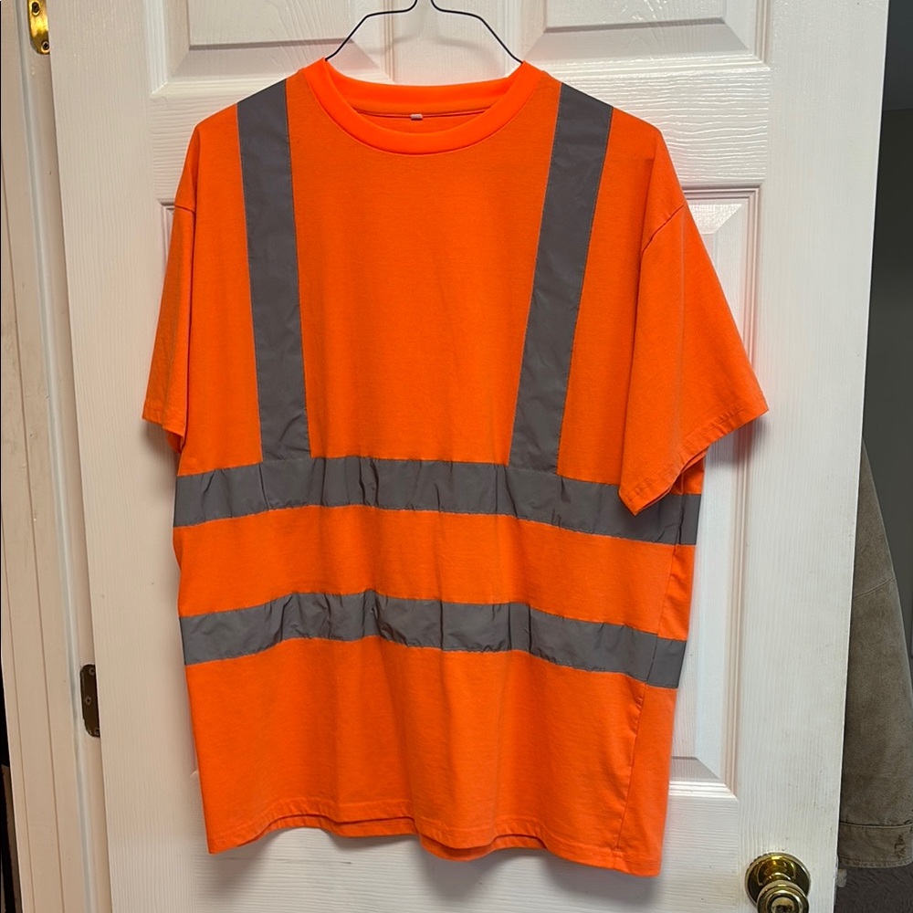 Orange Safety T-Shirt with Reflective Stripes